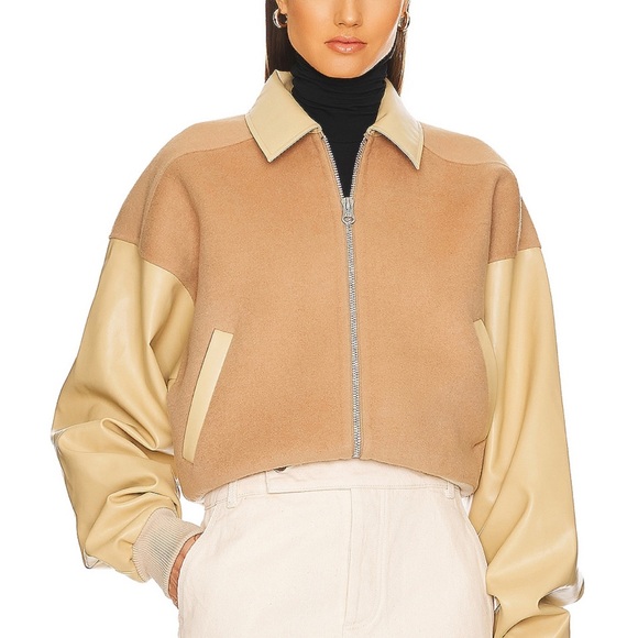 Helsa Jackets & Blazers - Helsa - Faux Leather & Wool Blend Bomber